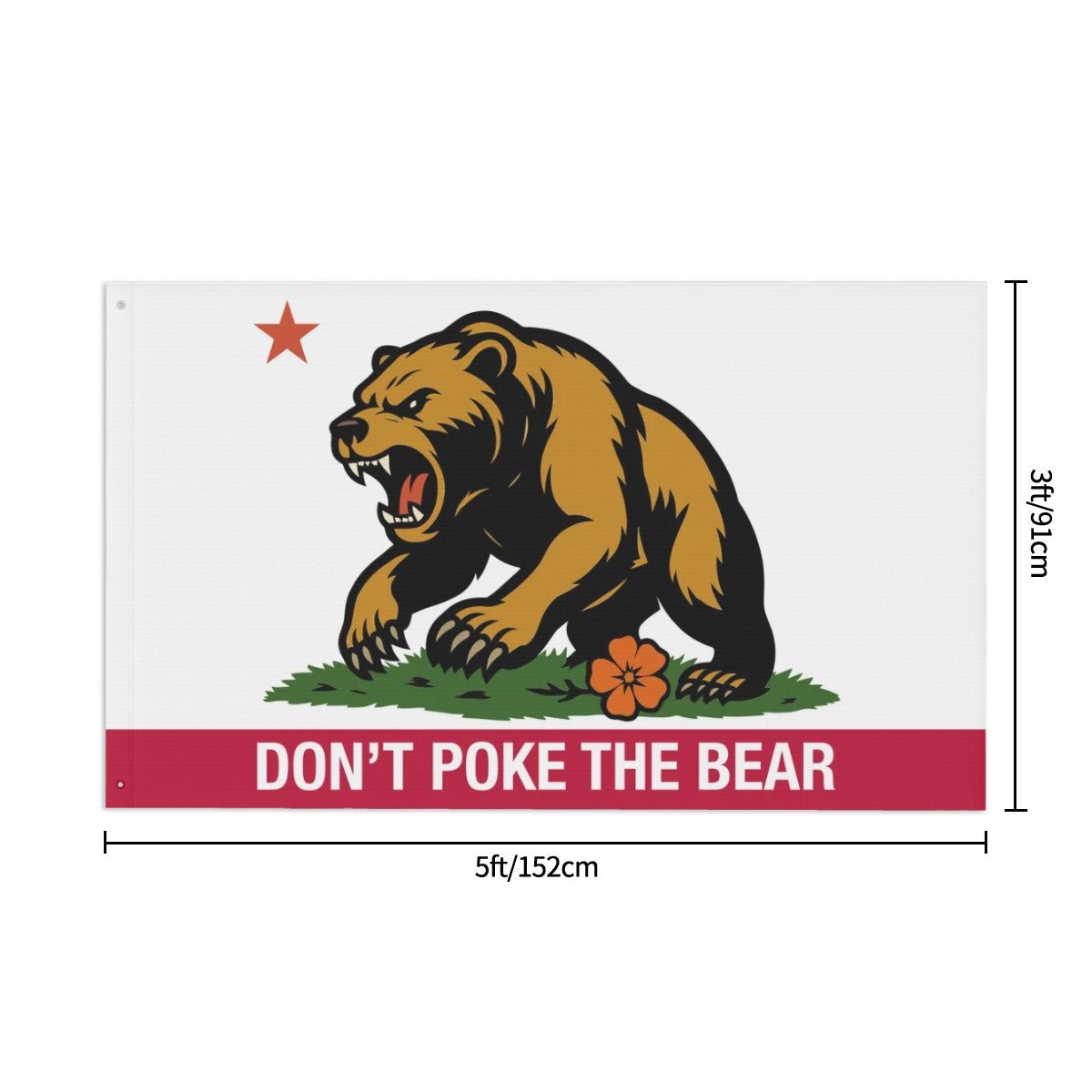 Don't Poke the Bear — Flag (White/Red, Double-Sided)