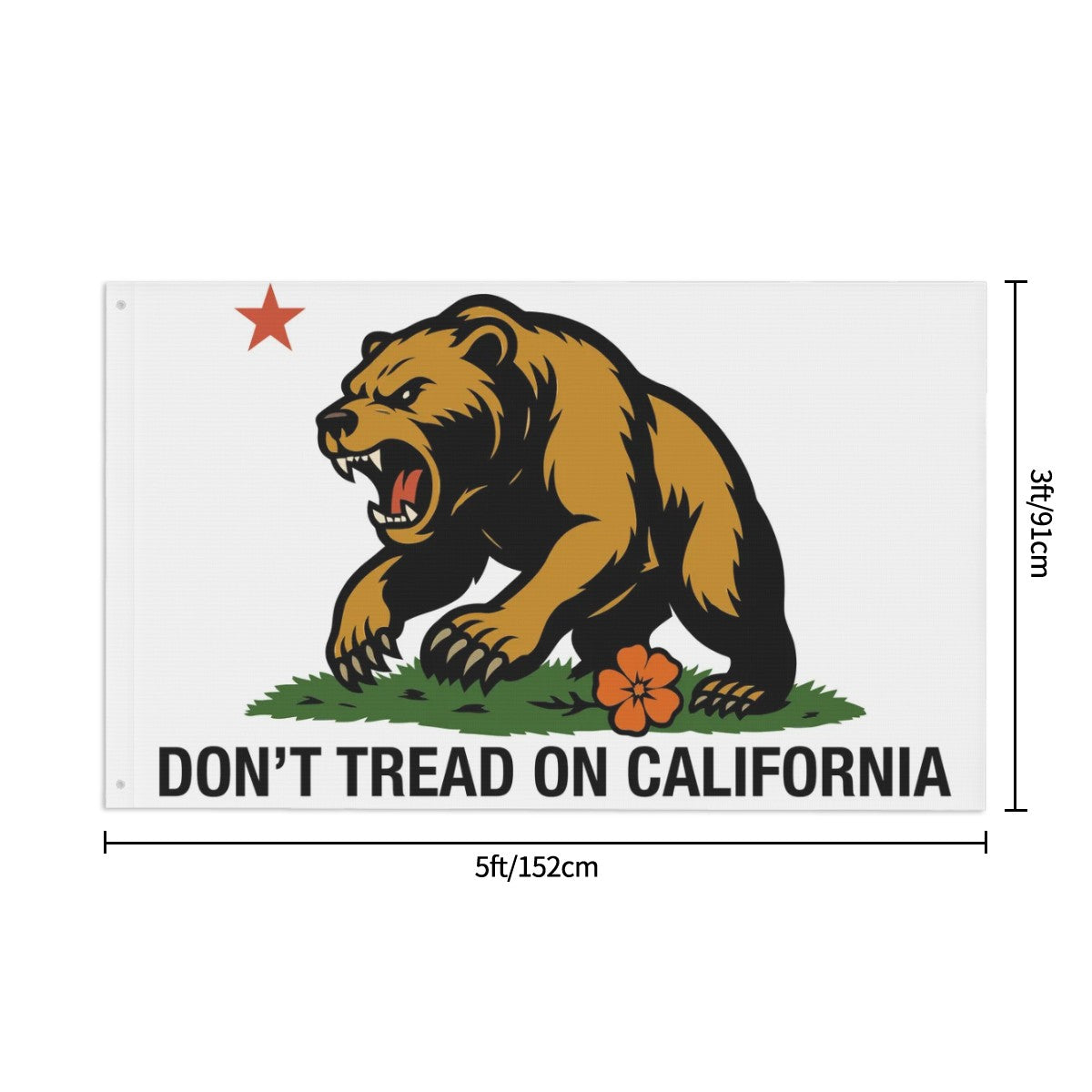 Don't Tread on California — Flag (White, Double-Sided)