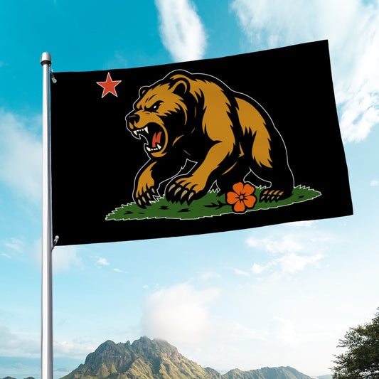 Golden State Bear — Flag (Black, Single-Sided)