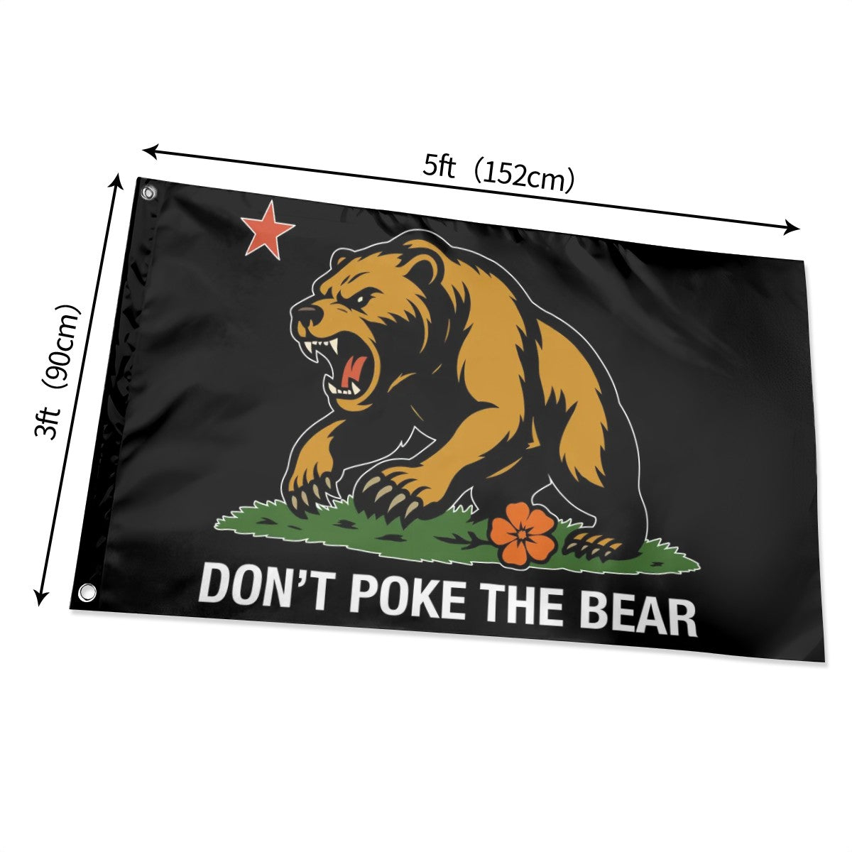 Don't Poke the Bear — Flag (Black, Single-Sided)