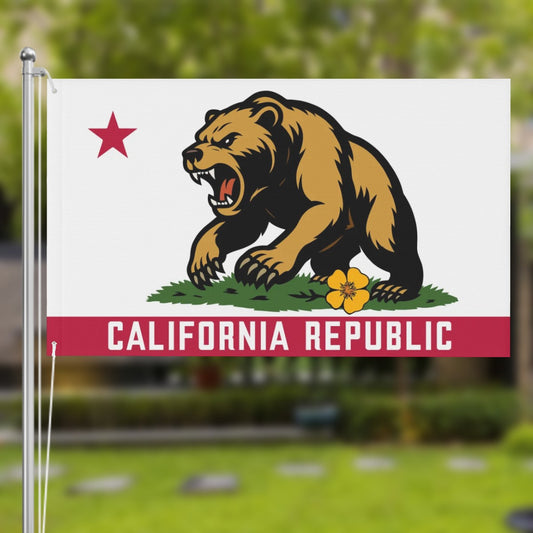 Golden State Bear California Republic Flag (Double-Sided)