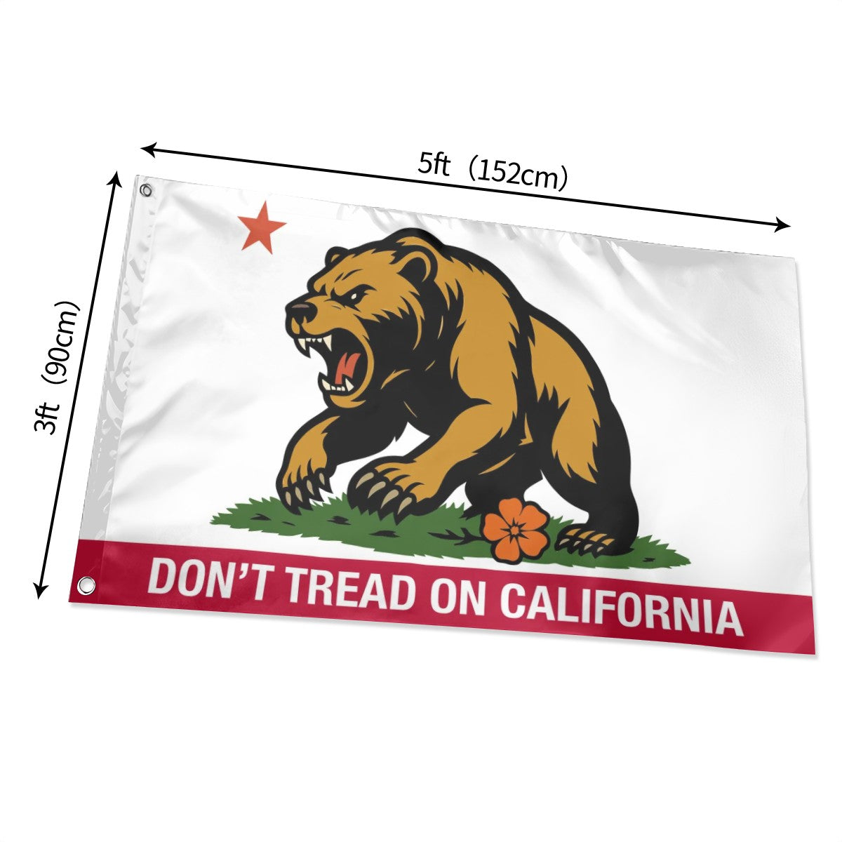 Don't Tread on California — Flag (White/Red, Single-Sided)