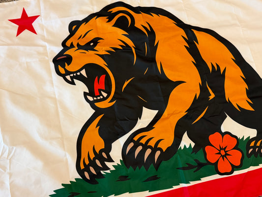 Golden State Bear — Flag (White/Red, Single-Sided)