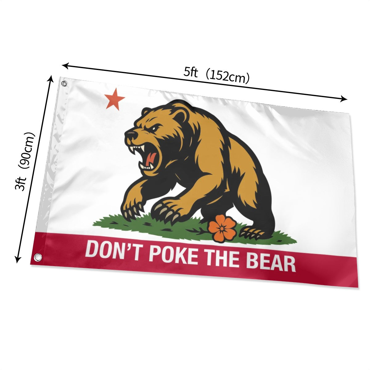 Don't Poke the Bear — Flag (White/Red, Single-Sided)
