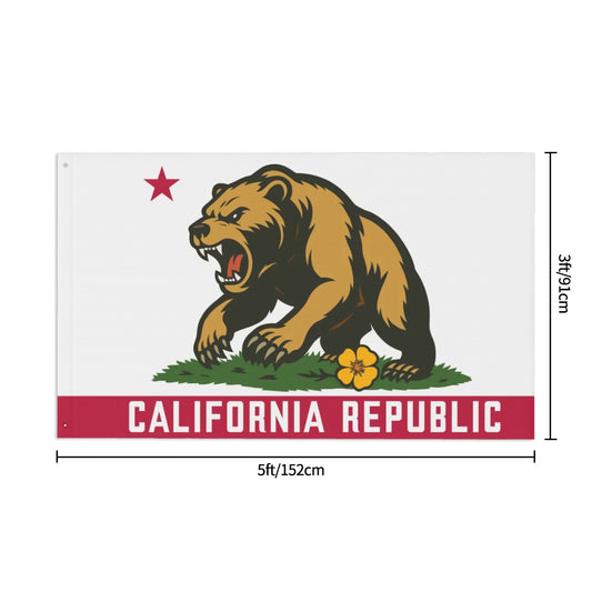 Golden State Bear California Republic - Flag (Double-Sided)
