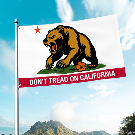 Don't Tread on California — Flag (White/Red, Single-Sided)