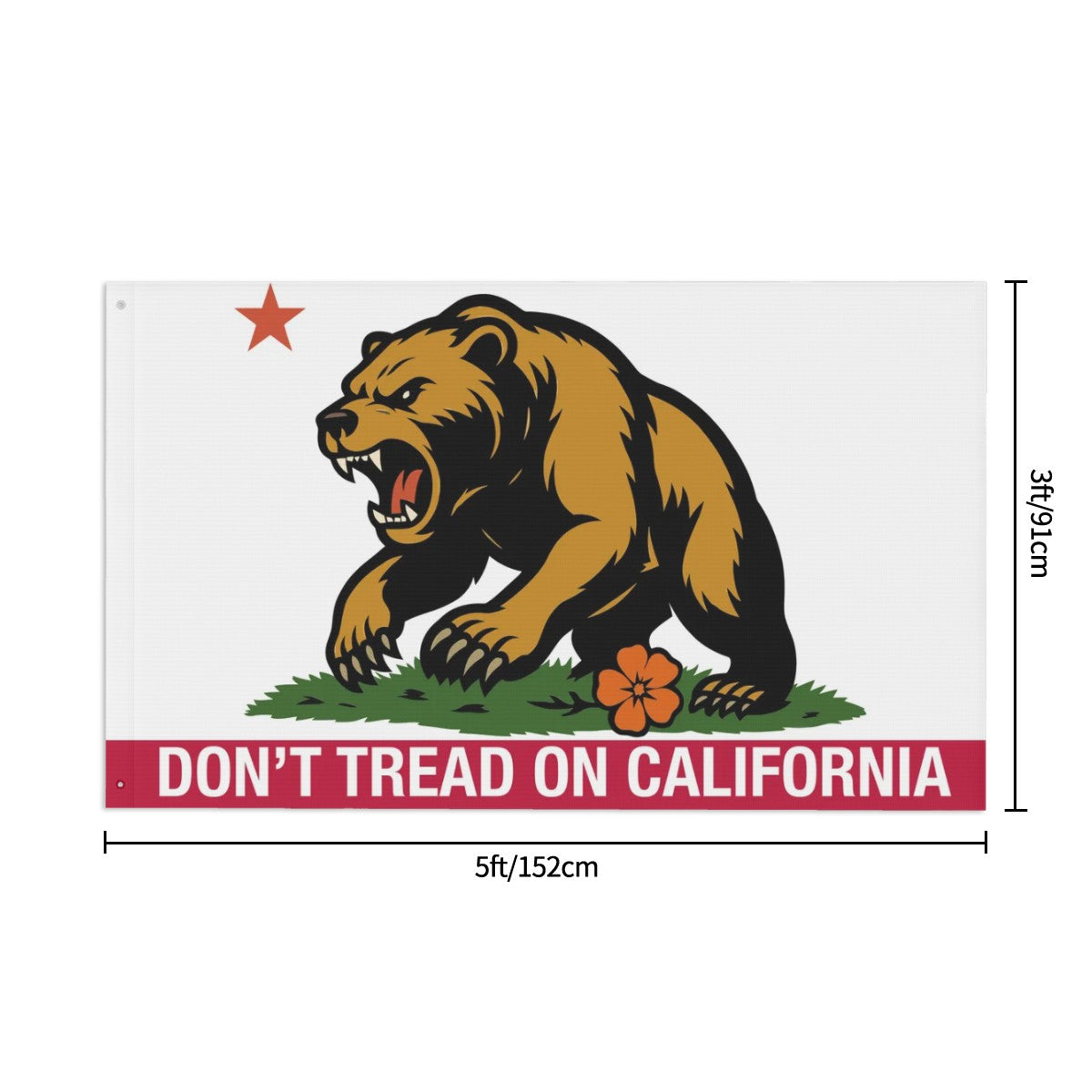 Don't Tread on California — Flag (White/Red, Double-Sided)