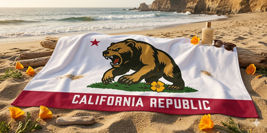 Golden State Bear — Beach Towel (Single-Sided)