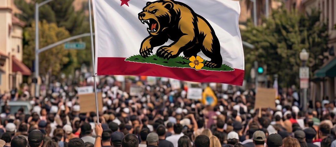 California Republic flag with the Golden State Bear and lone red star