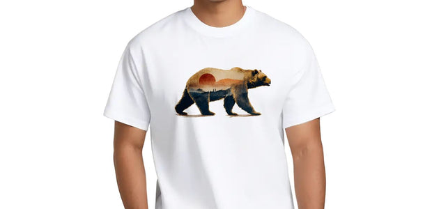 California gifts from Studio386 — the California Grizzly at Dusk tee