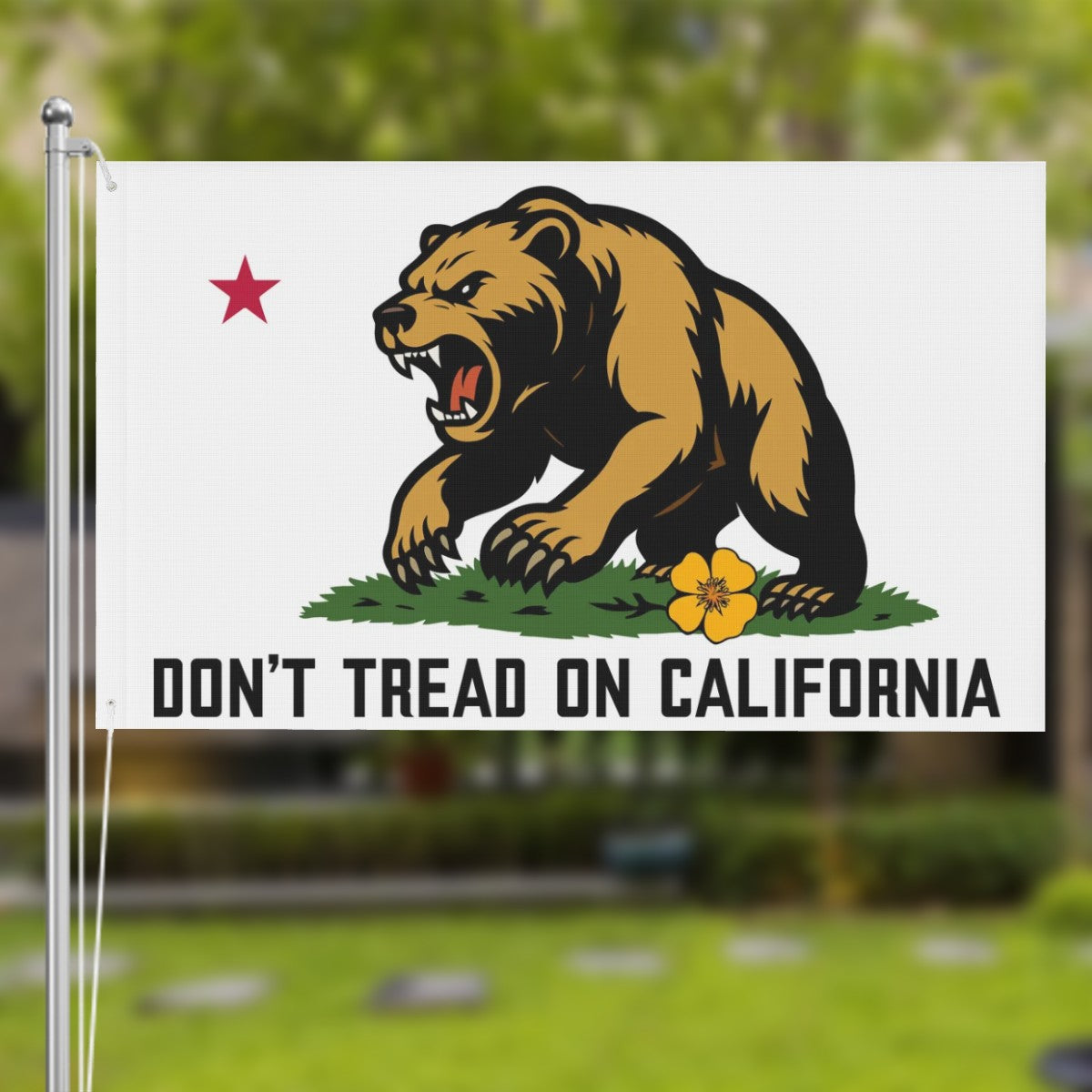 Don't Tread on California double-sided 3'×5' yard flag — fabric detail