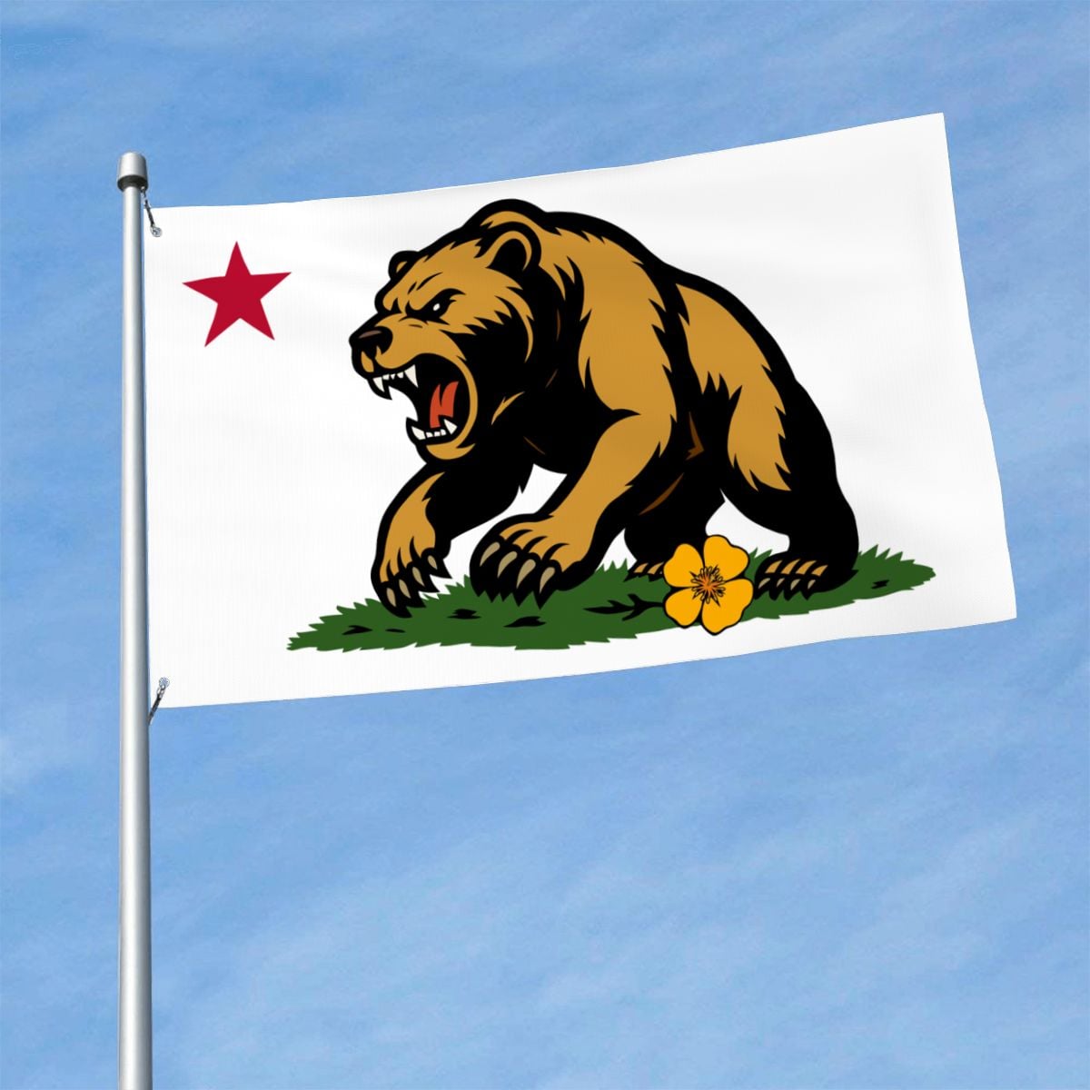 Golden State Bear single-sided Made in USA 3'×5' flag — product view