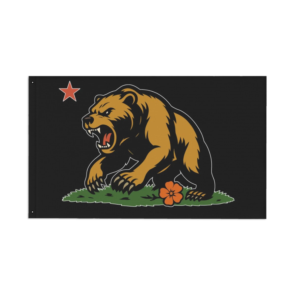 Golden State Bear — Flag (Black, Double-Sided)