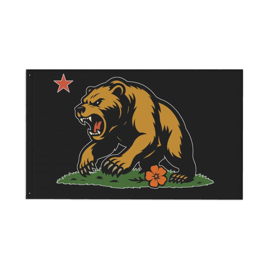 Golden State Bear — Flag (Black, Double-Sided)
