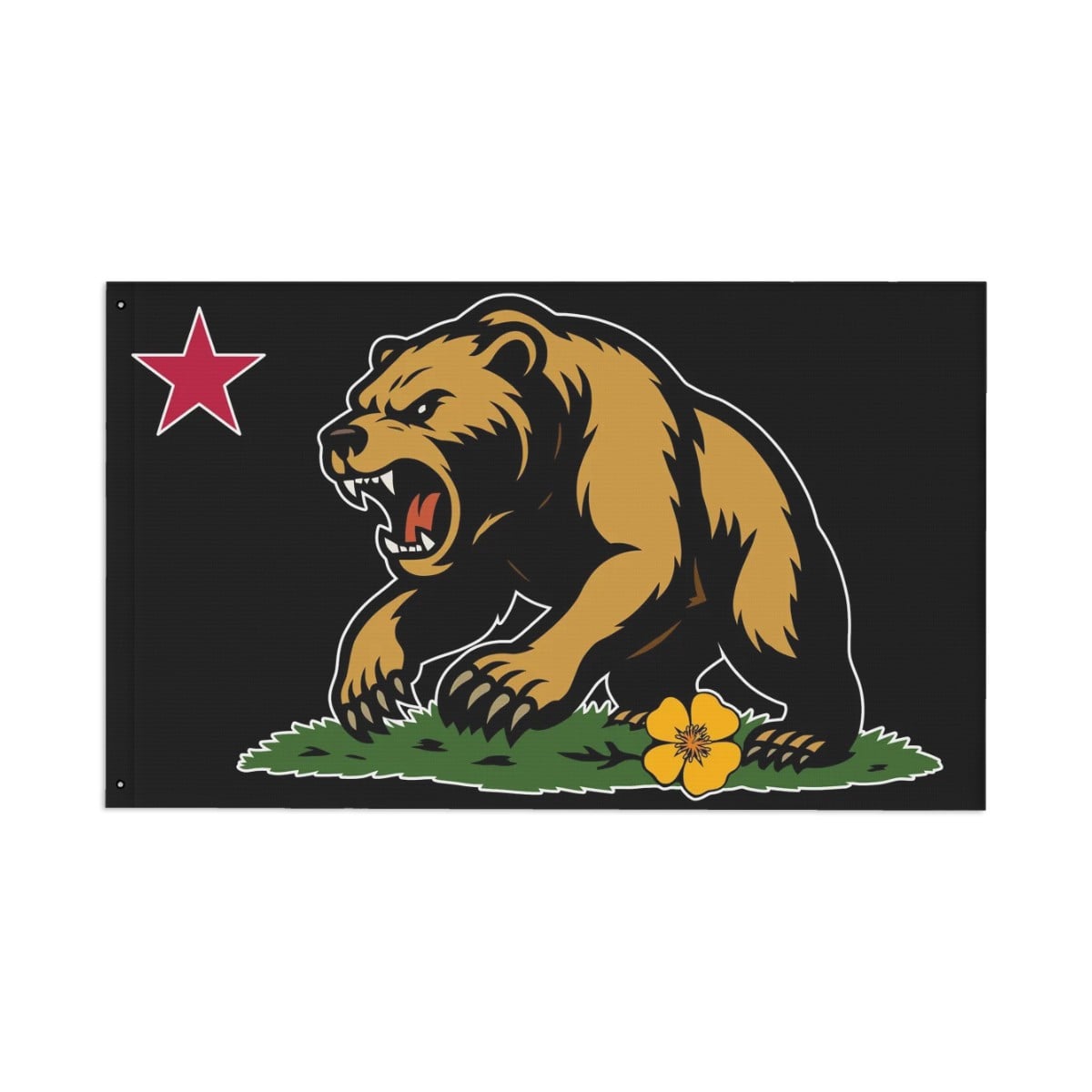 Golden State Bear double-sided 3'×5' California yard flag — Golden State Bear close-up