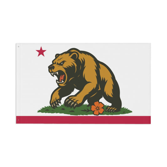 Golden State Bear — Flag (White/Red, Double-Sided)