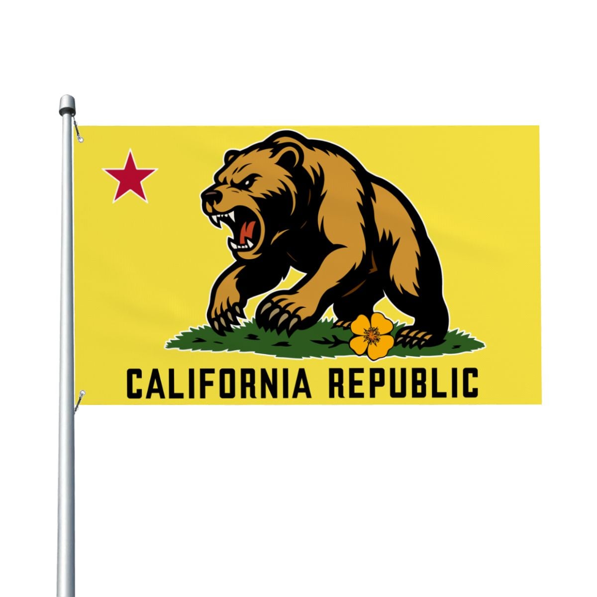 Golden State Bear California Republic single-sided 3'×5' yard flag — staged product view