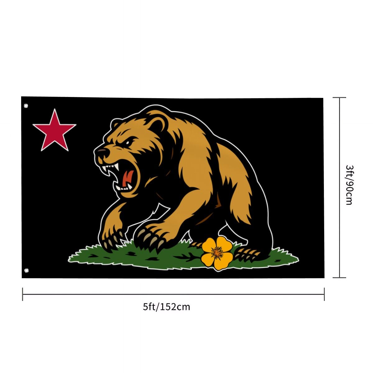 Golden State Bear single-sided 3'×5' California yard flag — product view