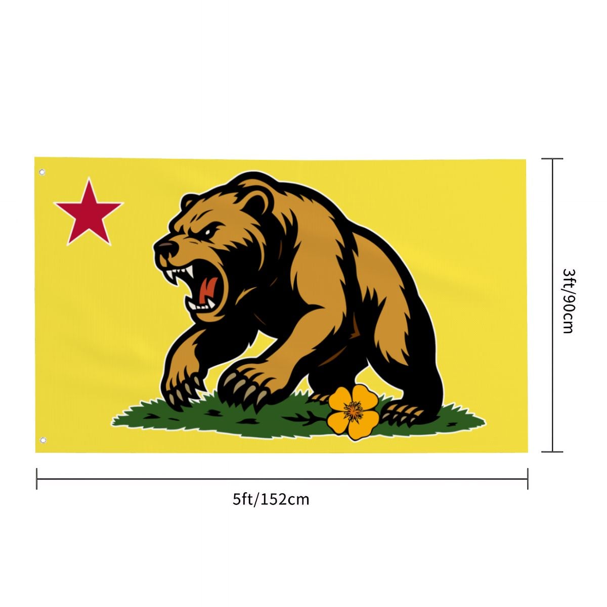 Golden State Bear single-sided 3'×5' California yard flag — alternate angle