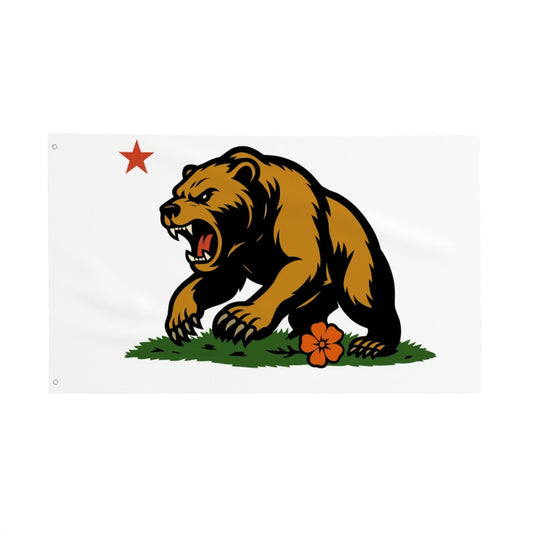 Golden State Bear — Flag (White, Single-Sided)