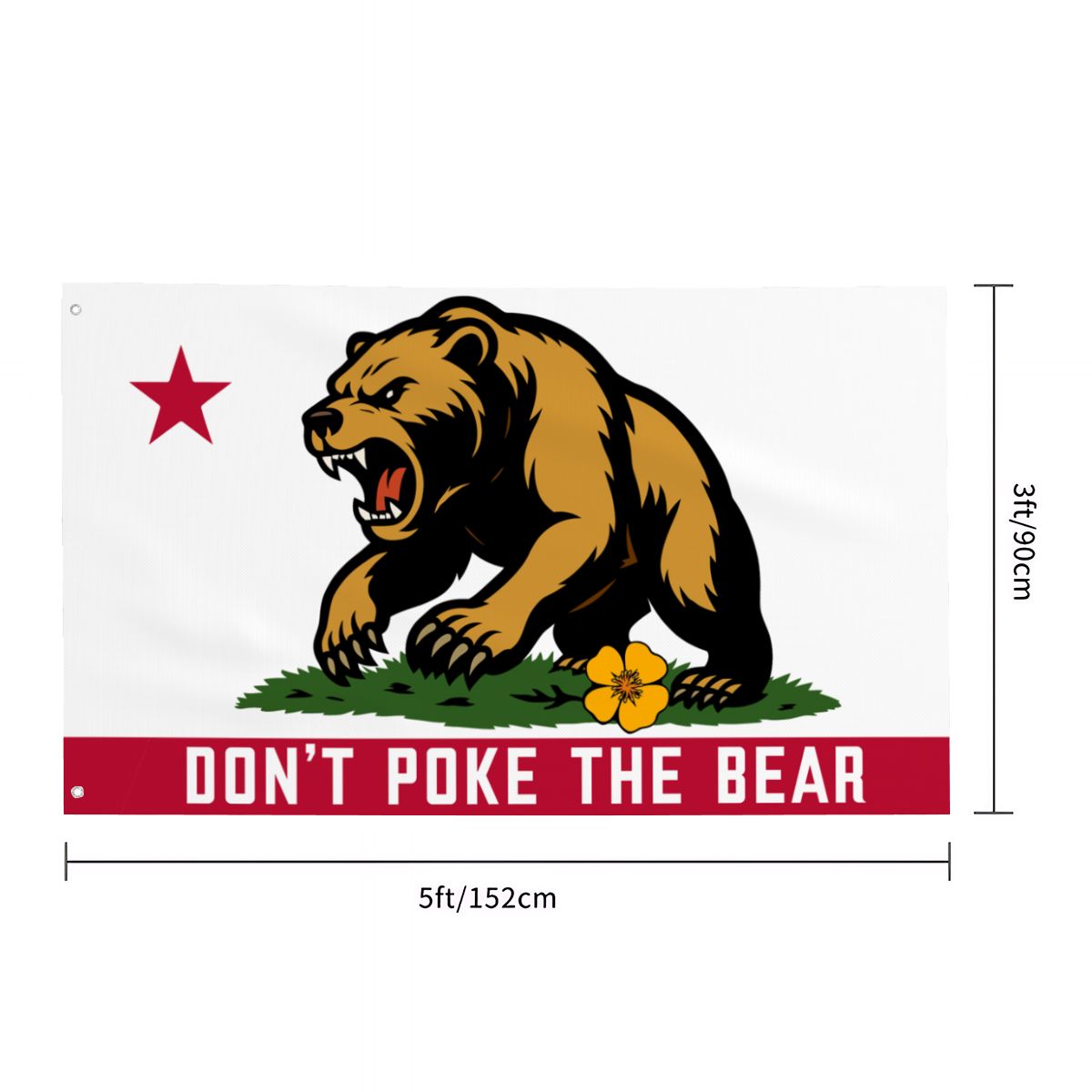 Don't Poke the Bear single-sided Made in USA 3'×5' flag — design detail