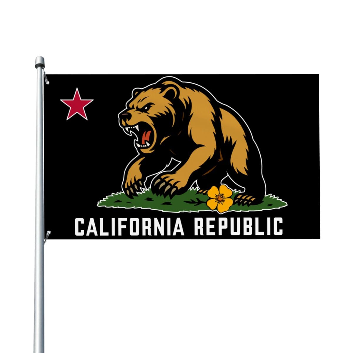 Golden State Bear California Republic single-sided 3'×5' yard flag — full design