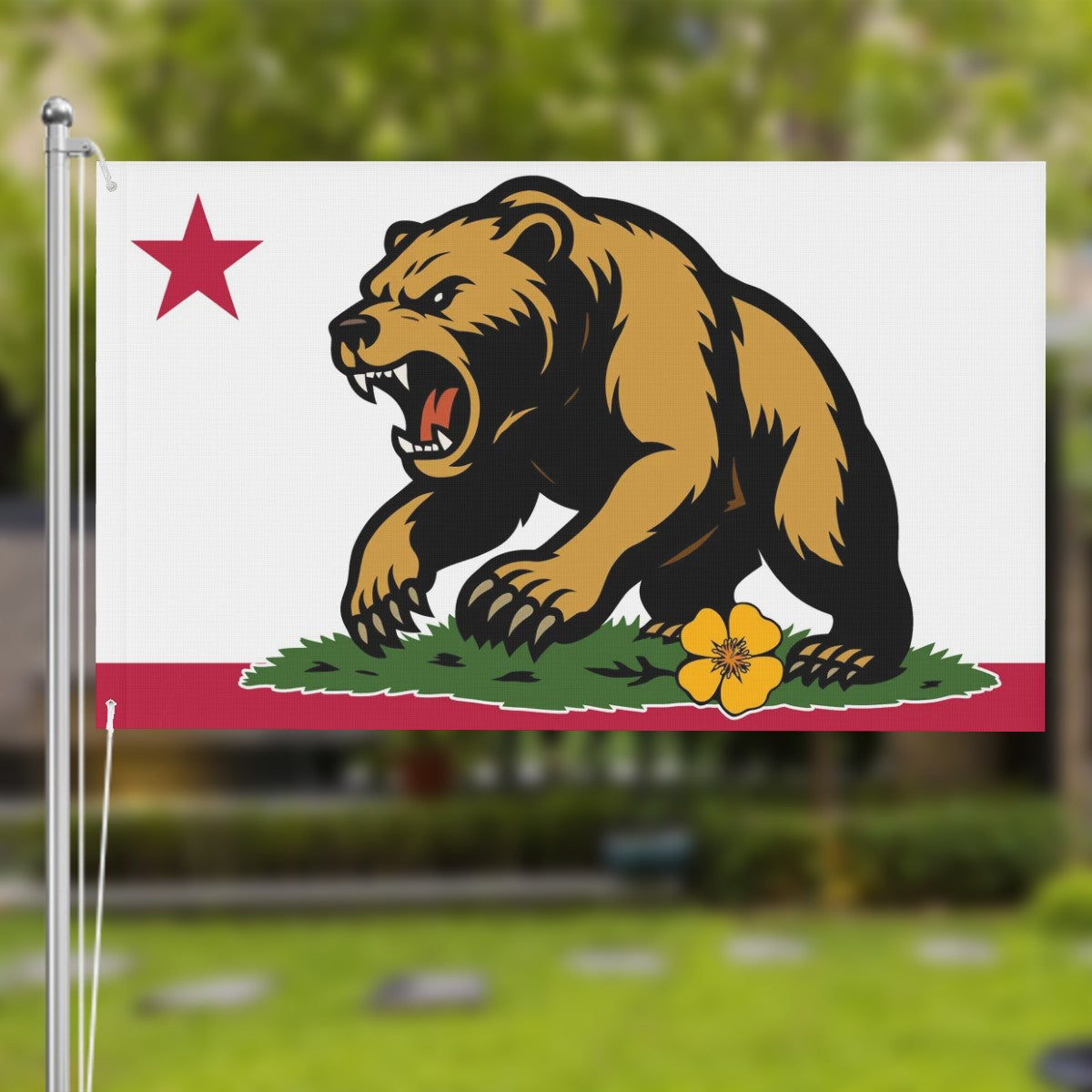 Golden State Bear double-sided 3'×5' California yard flag — design detail