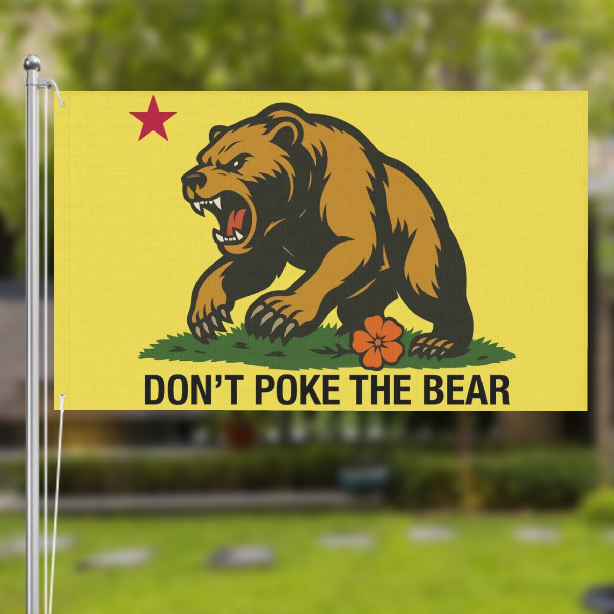 Don't Poke the Bear — Flag (Yellow, Double-Sided)