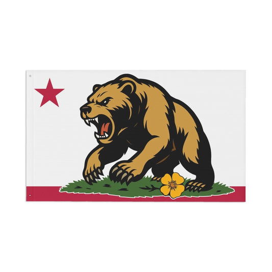 Golden State Bear double-sided 3'×5' California yard flag — full flag view