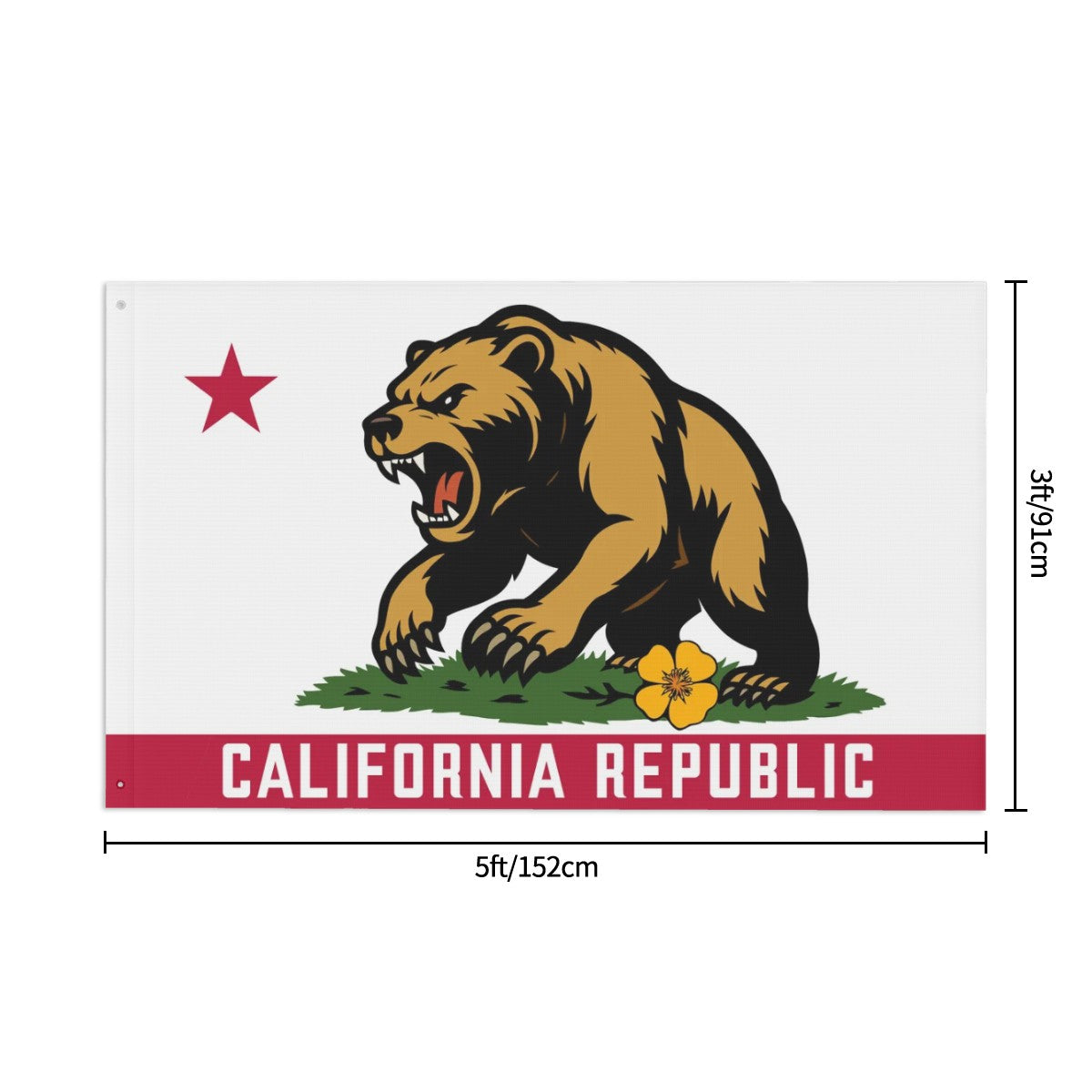 Golden State Bear California Republic double-sided 3'×5' yard flag — design detail