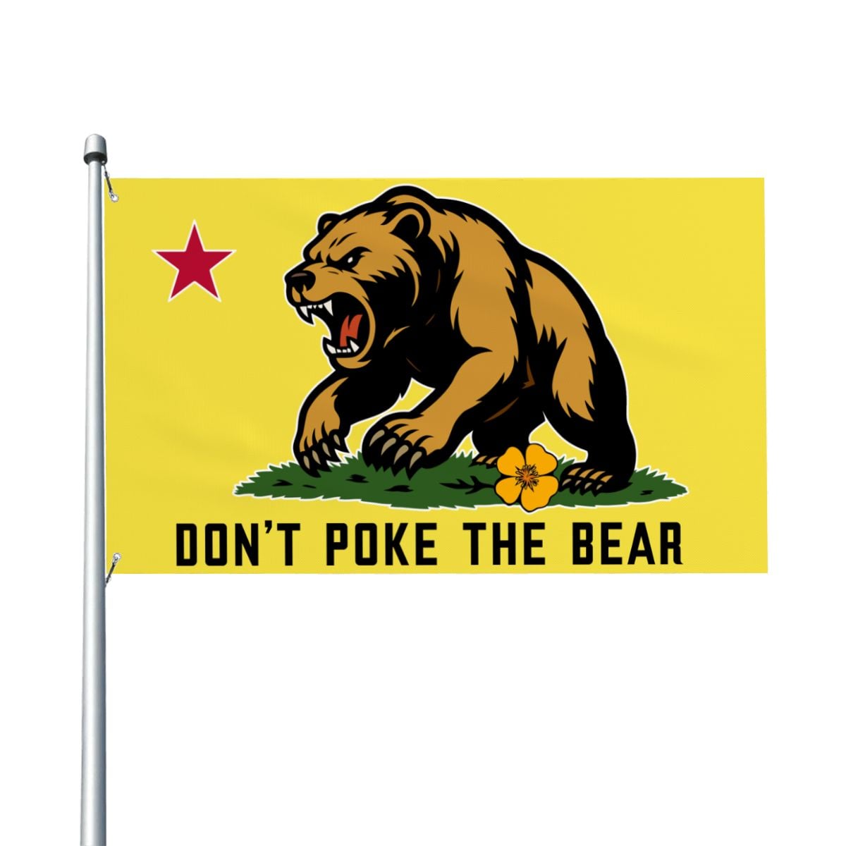 Don't Poke the Bear single-sided Made in USA 3'×5' flag — Golden State Bear close-up