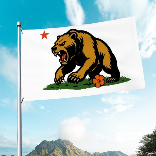 Golden State Bear — Flag (White, Single-Sided)