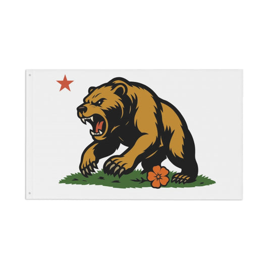 Golden State Bear — Flag (White, Double-Sided)