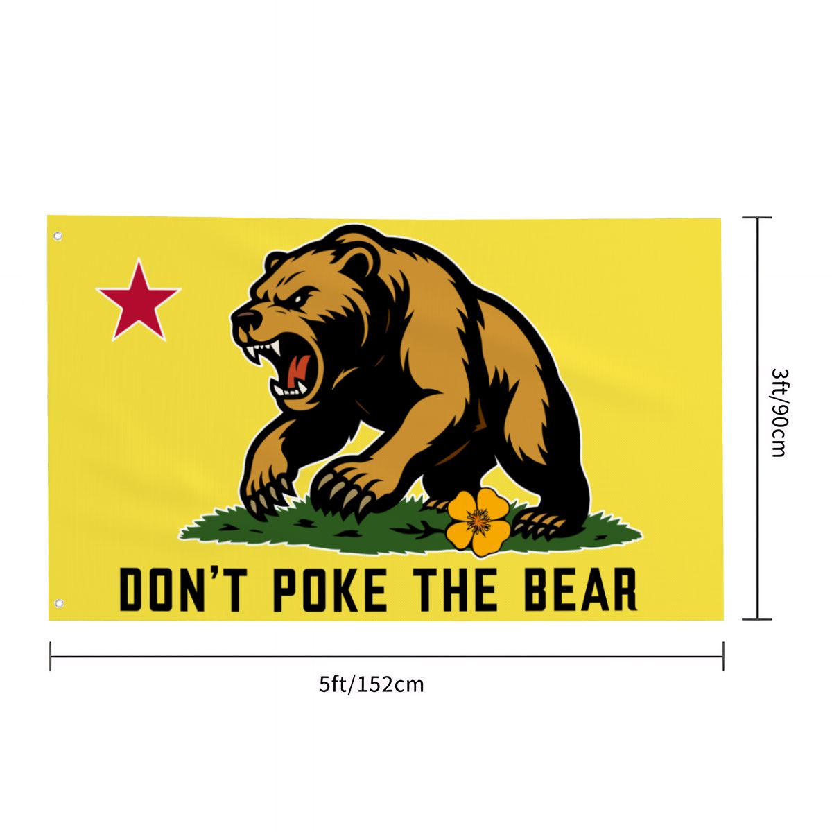 Don't Poke the Bear flag, alternate angle showing the Golden State Bear design