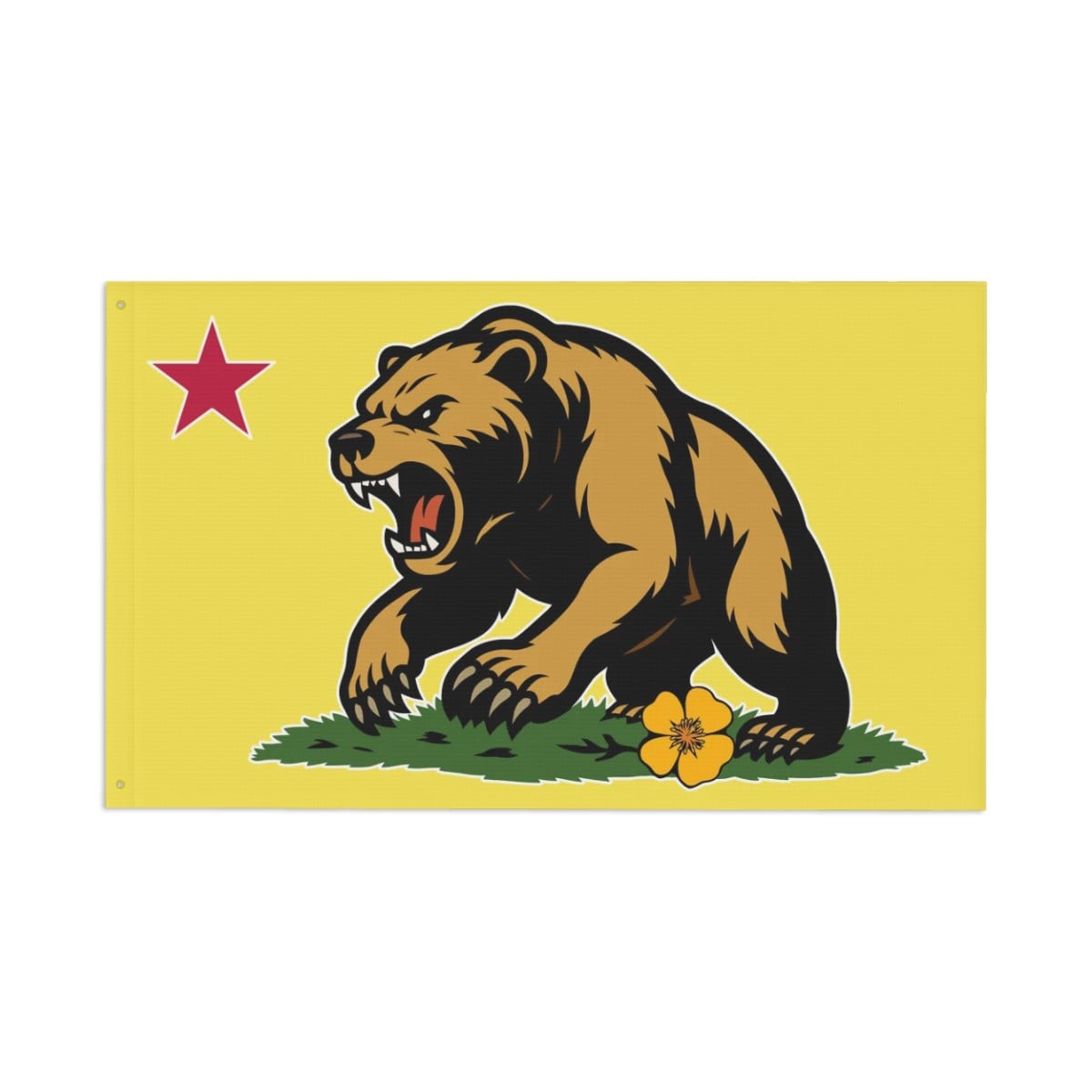 Golden State Bear double-sided 3'×5' California yard flag — fabric detail