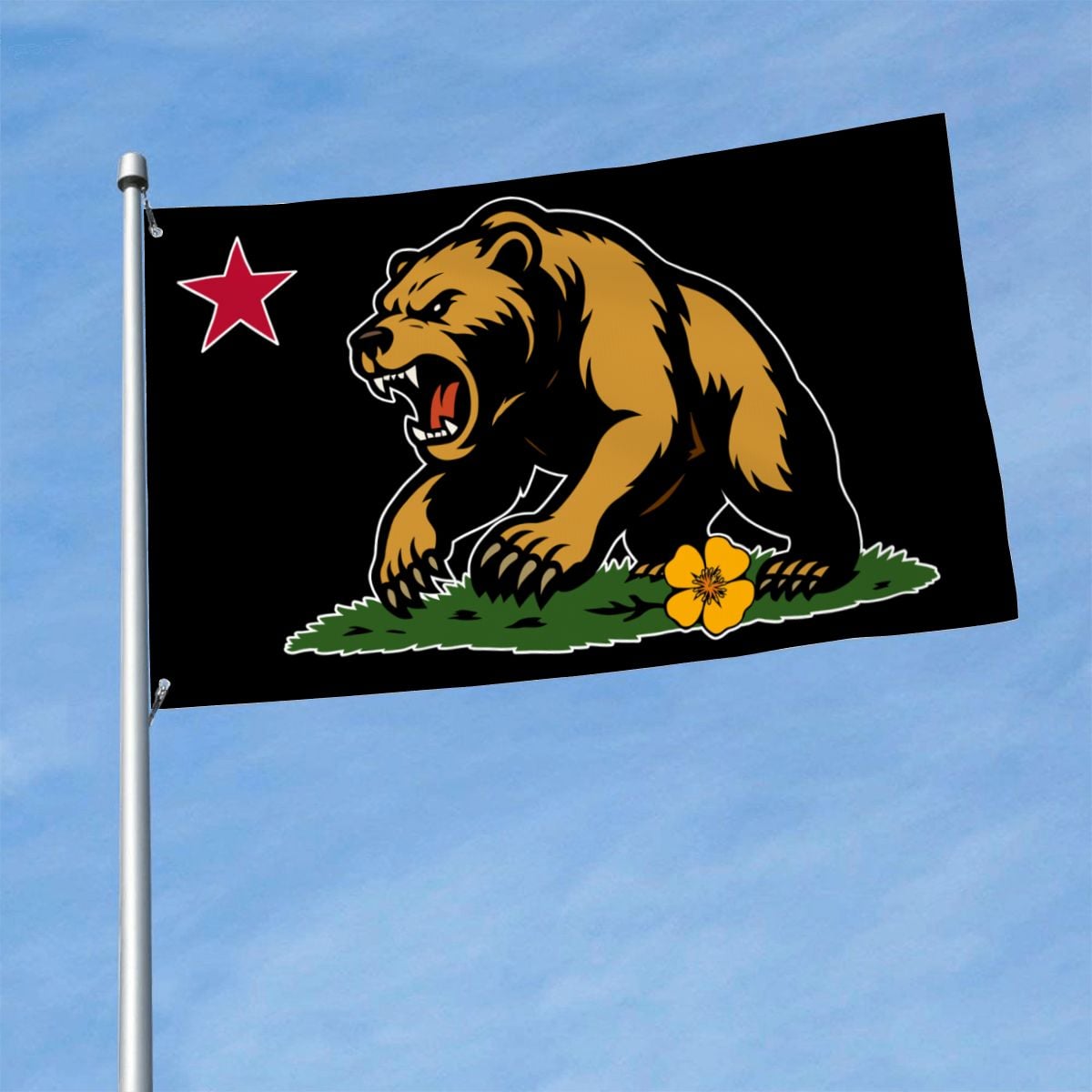 Golden State Bear single-sided Made in USA 3'×5' flag — color option