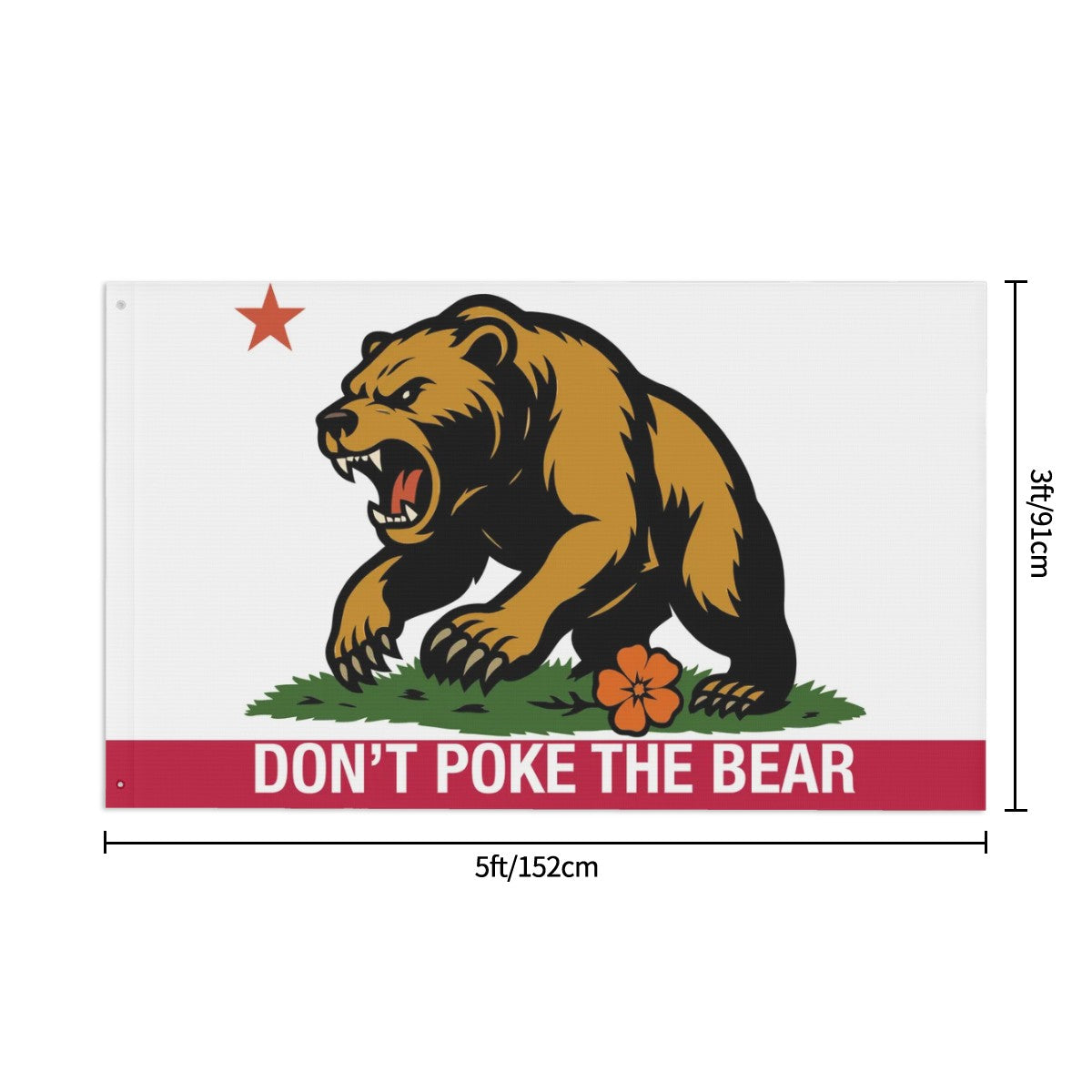 Don't Poke the Bear — Flag (White/Red, Double-Sided)