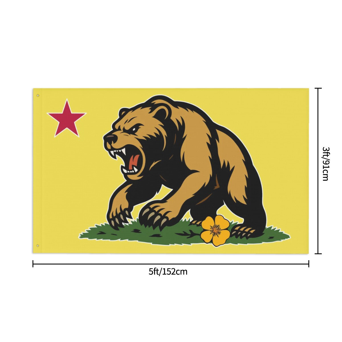 Golden State Bear double-sided 3'×5' California yard flag — product view