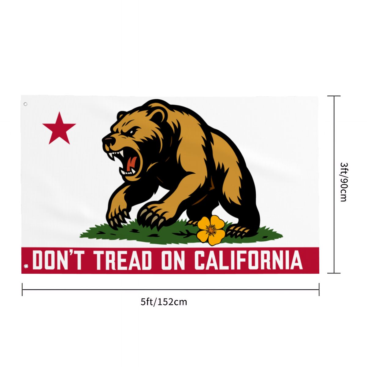 Don't Tread on California single-sided Made in USA 3'×5' flag — design detail