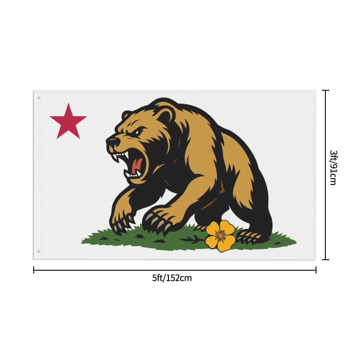 Golden State Bear double-sided 3'×5' California yard flag — alternate angle