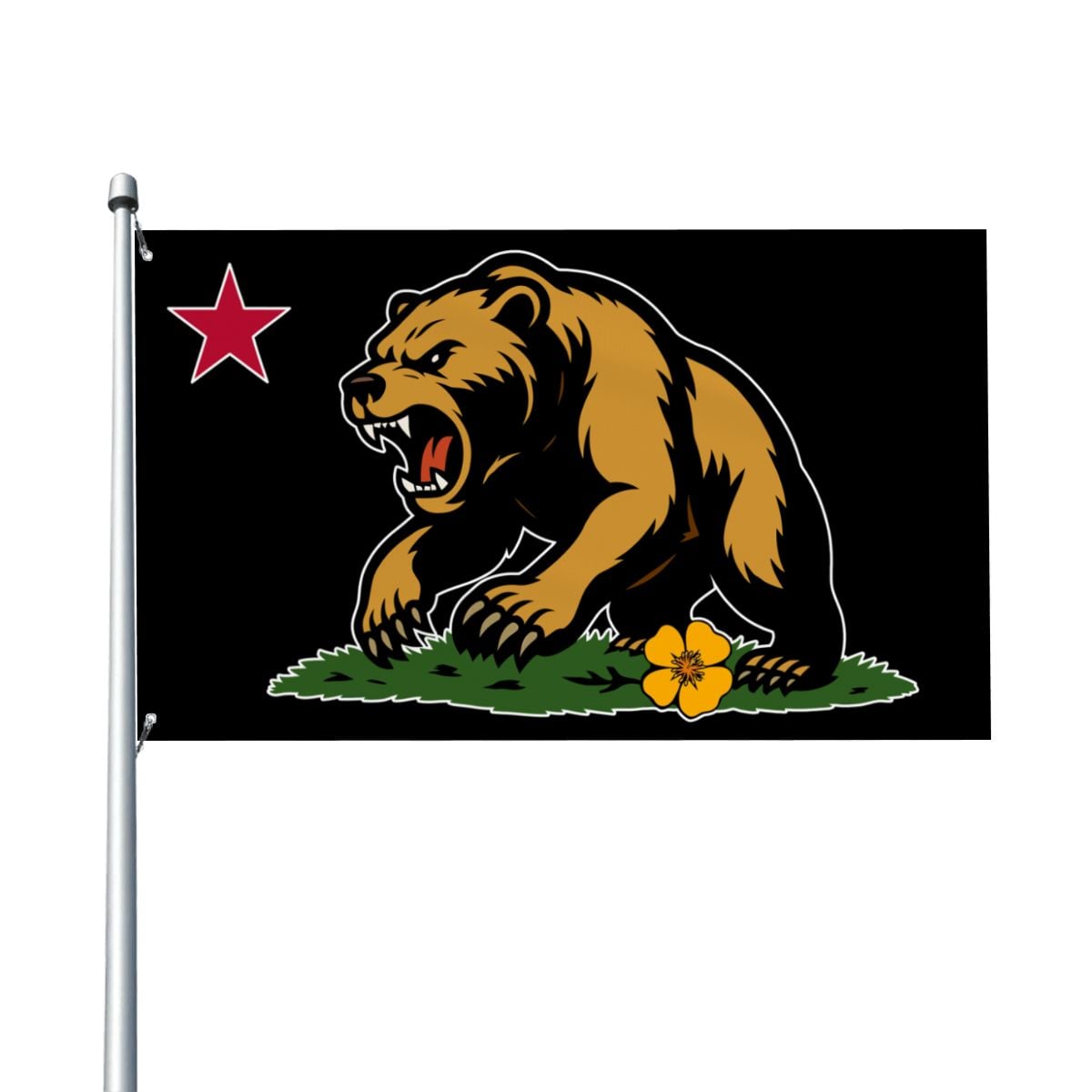 Golden State Bear single-sided 3'×5' California yard flag — full design