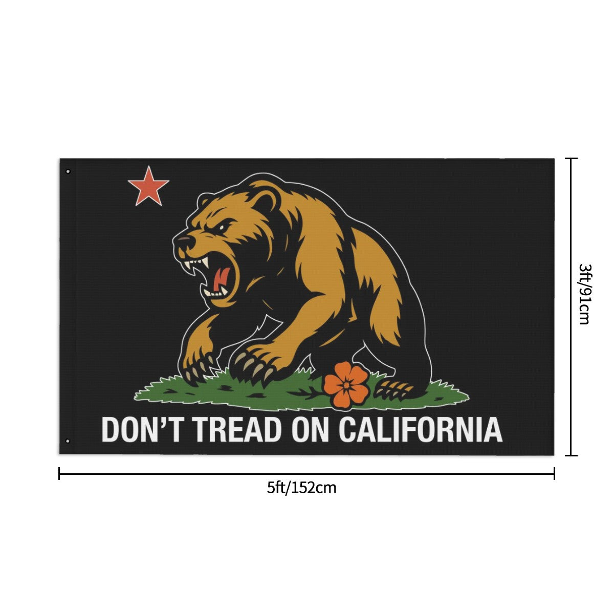 Don't Tread on California — Flag (Black, Double-Sided)