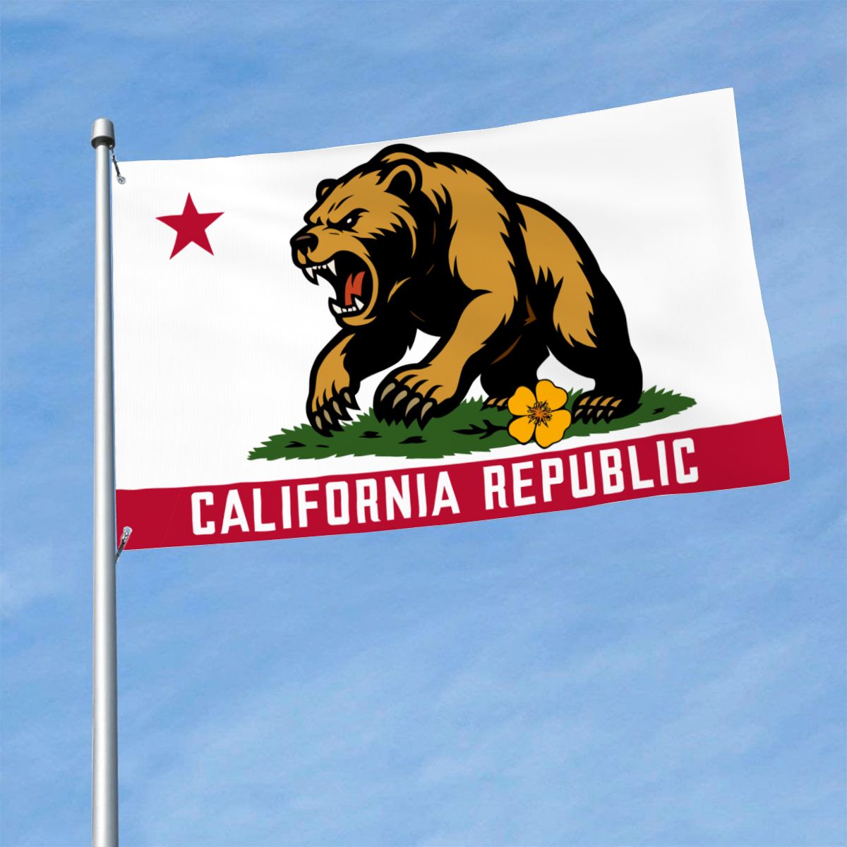 Golden State Bear California Republic single-sided 3'×5' yard flag — full flag view
