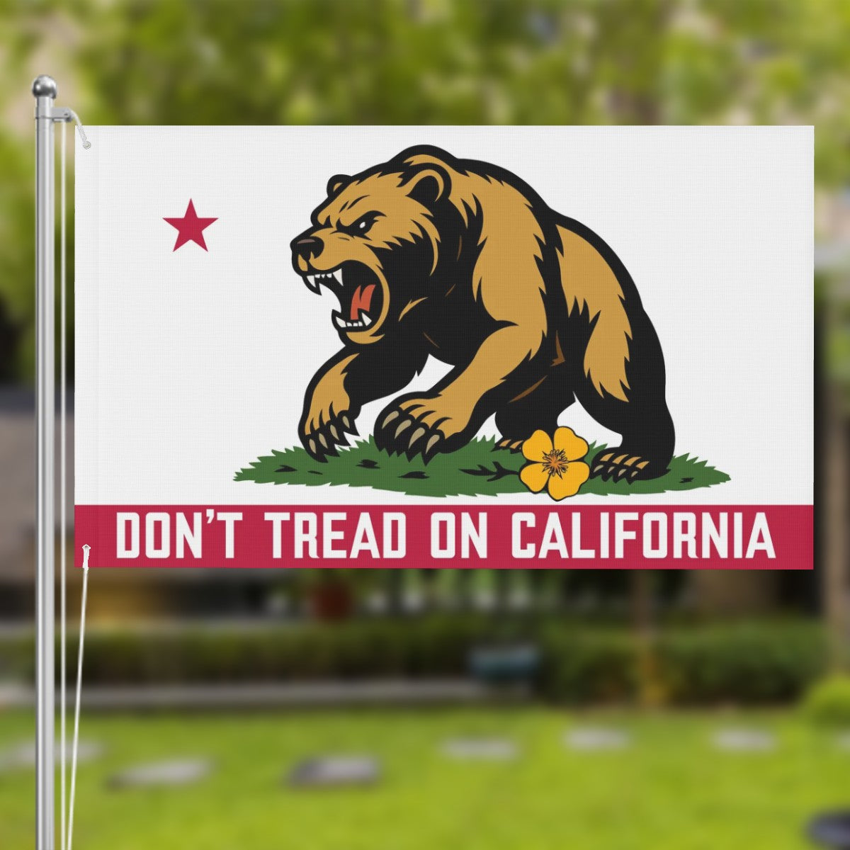 Don't Tread on California double-sided 3'×5' yard flag — design detail