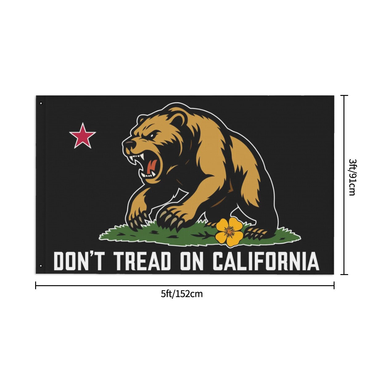 Don't Tread on California double-sided 3'×5' yard flag — alternate angle