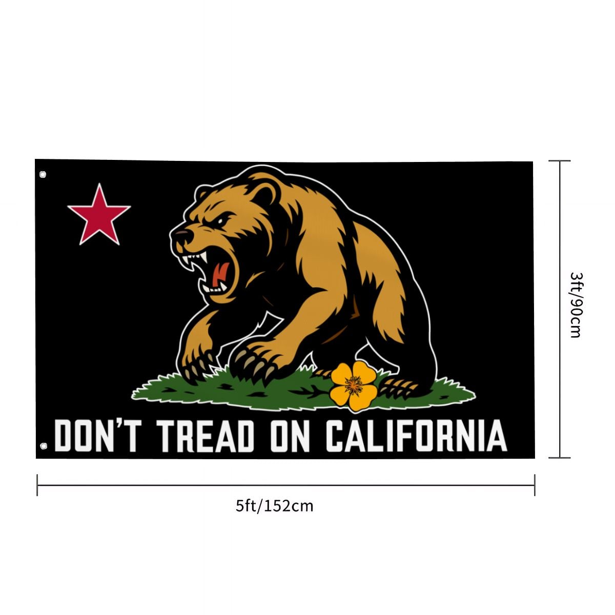 Don't Tread on California single-sided 3'×5' yard flag — staged product view