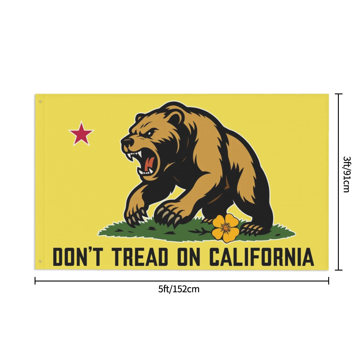 Don't Tread on California double-sided 3'×5' yard flag — staged product view