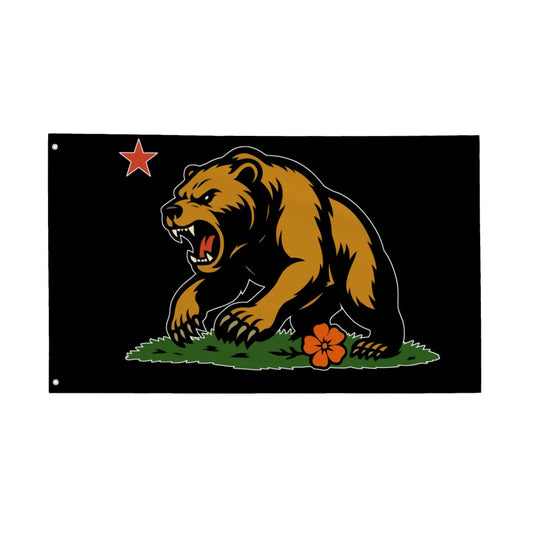 Golden State Bear — Flag (Black, Single-Sided)