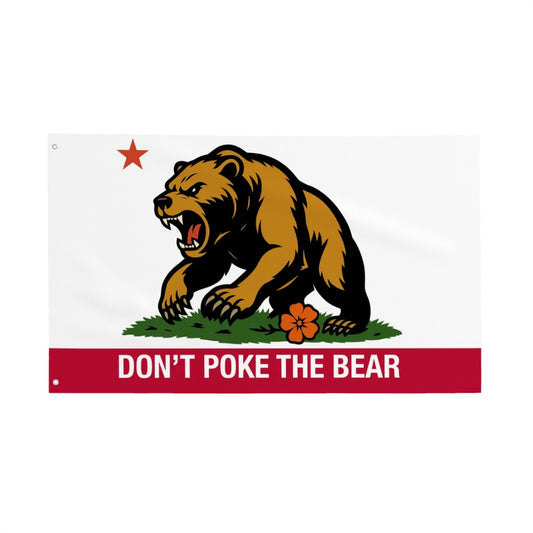 Don't Poke the Bear — Flag (White/Red, Single-Sided)