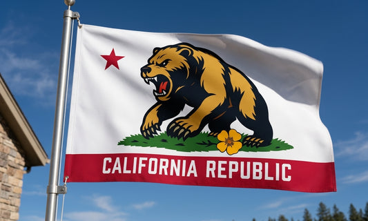California Republic Flag — Golden State Bear, 3'×5' Single-Sided